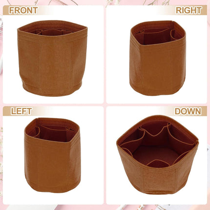 Purse Organizer Insert, 8" x 8" Portable Felt Organizer Bags Round Multiple Compartments Purse Liner for Bucket Bag, Domed Satchel, Tote Bag, Handbag Shaper, Camel