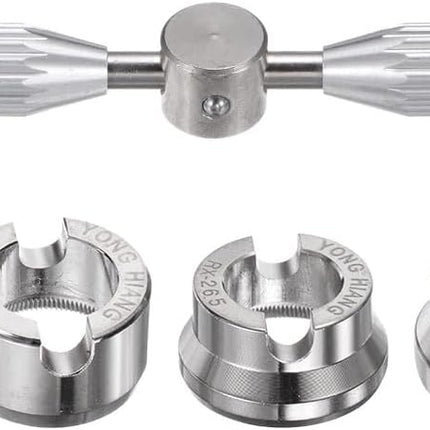 5537 Watch Case Opener Dies Set, Alloy Steel Watch Back Cover Remover Repair Accessory with Wrench for Watch Repair Watchmaker, Silver