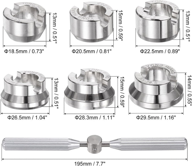 5537 Watch Case Opener Dies Set Alloy Steel Watch Back Cover Remover Repair Accessory with Wrench for – product detail