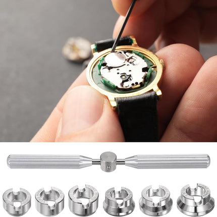 5537 Watch Case Opener Dies Set, Alloy Steel Watch Back Cover Remover Repair Accessory with Wrench for Watch Repair Watchmaker, Silver