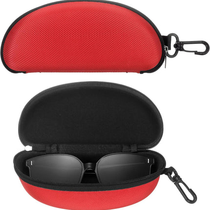 Sunglasses Soft Case, Zipper Eyeglass Case, Portable Hard Shell Sunglasses Holder with Metal Hook for Sport