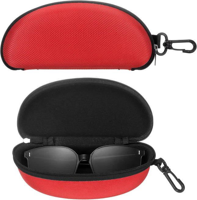 Sunglasses Soft Case Zipper Eyeglass Case Portable Hard Shell Sunglasses Holder with Metal Hook for Sport