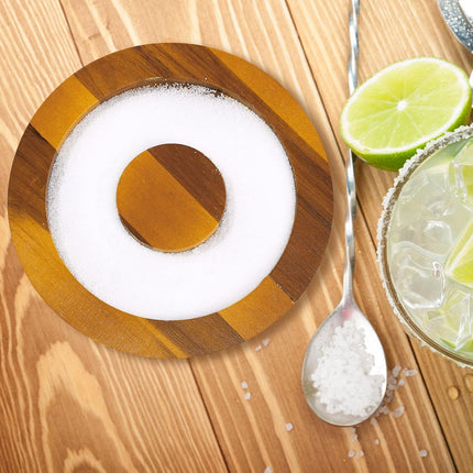 Bar Glass Rimmer for Margarita and Cocktail Sugar and Salt Wooden Rimmer with Lid for Wide Glasses up to 5 Inch, Bar Cart Accessories Bartender Tool Salt Storage