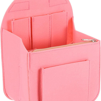 Purse Organizer Insert, Portable Felt Organizer Bags with Metal Zipper Multiple Compartments Purse Liner for Backpack Rucksack Handbag Shoulder Bag (7.7" x 5" x 11", Pink)