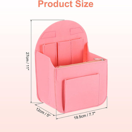 Purse Organizer Insert, Portable Felt Organizer Bags with Metal Zipper Multiple Compartments Purse Liner for Backpack Rucksack Handbag Shoulder Bag (7.7" x 5" x 11", Pink)