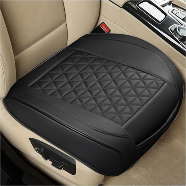Leather Car Seat Cover Auto Front Bottom Seat Cover Luxury Car Seat Protector Anti-Slip Waterproof in Black