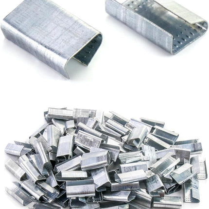Seals for 1/2" Strap Width Steel Strapping, 500 Pcs Metal Clips for Firmly Securing Packaging and Pallet Banding, Fix Large and Medium-sized Loads for Storage and Transportation