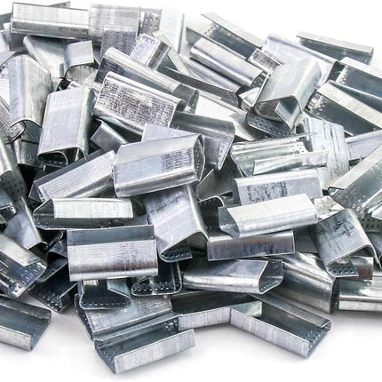 Seals for 1/2" Strap Width Steel Strapping, 500 Pcs Metal Clips for Firmly Securing Packaging and Pallet Banding, Fix Large and Medium-sized Loads for Storage and Transportation