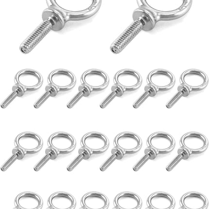 Eye Bolt, 20 Pack 1/4" - 20 x 1 Marine Grade Stainless Steel Lifting Ring Threaded Eyebolt Machinery Shoulder Eyebolts