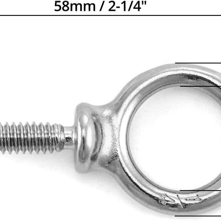 Eye Bolt, 20 Pack 1/4" - 20 x 1 Marine Grade Stainless Steel Lifting Ring Threaded Eyebolt Machinery Shoulder Eyebolts