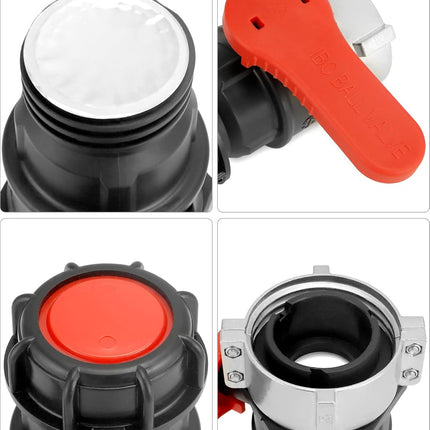 IBC Tote Valve, 2.95" Heavy Duty IBC Tote Tank Drain Adapter, S75x6 (75 mm) NPT DN50 Coarse Thread Ball Valves Connector for IBC Tote Water Liquid Container