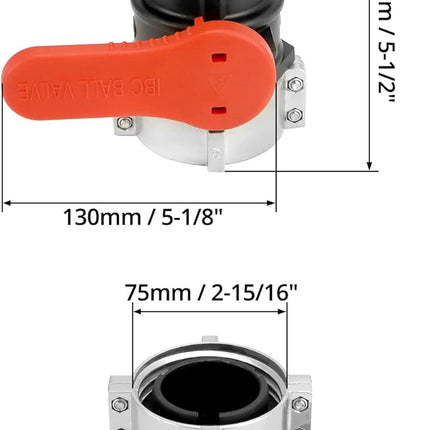 IBC Tote Valve, 2.95" Heavy Duty IBC Tote Tank Drain Adapter, S75x6 (75 mm) NPT DN50 Coarse Thread Ball Valves Connector for IBC Tote Water Liquid Container
