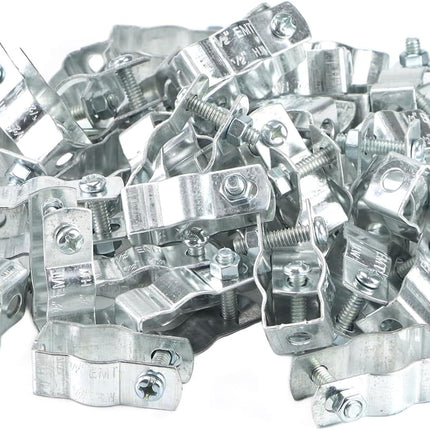 Conduit Hanger with Bolt Features, 1/2 Inch Zinc-Plated Steel, Pack of 50 - Insulated Supports or Threaded Rods for EMT, Rigid Conduits