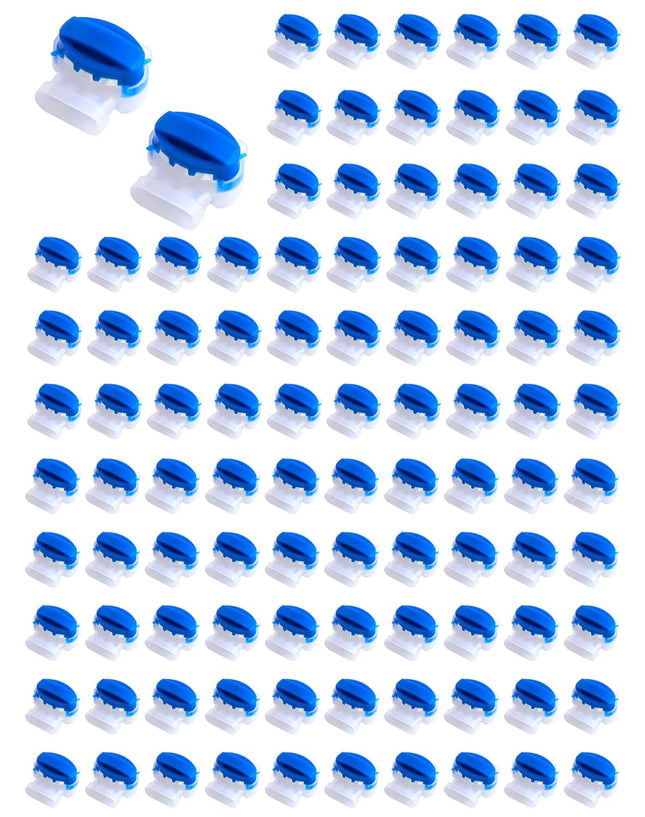 100 Pack 3 Wire Connectors Electrical IDC 314-BOX Pigtail Connectors for 22-14 AWG Cables in Blue