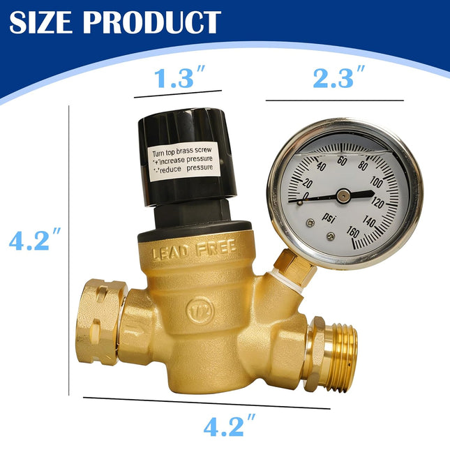 RV Water Pressure Regulator Adjustable Handle Brass Water Pressure Regulator Water Pressure Reducer – product detail