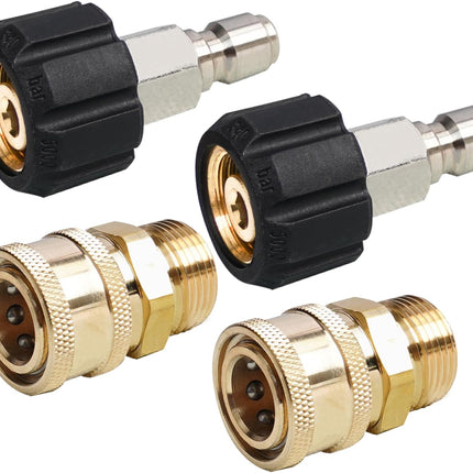 Pressure Washer Quick Connect Fittings, M22 14mm to 3/8 Inch Quick Connector Power Washer Adapter, 2 Set