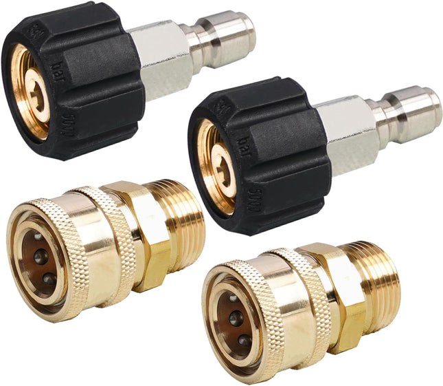 Pressure Washer Quick Connect Fittings M22 14mm to 3/8 Inch Quick Connector Power Washer Adapter 2 Set