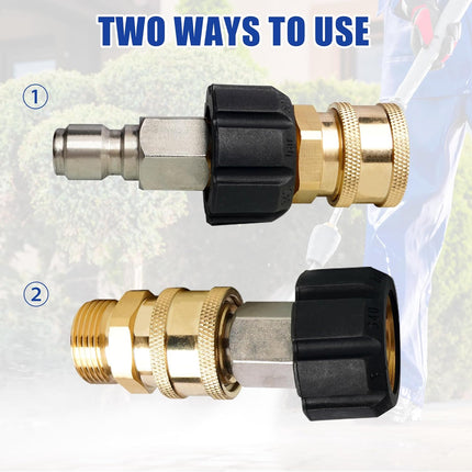 Pressure Washer Quick Connect Fittings, M22 14mm to 3/8 Inch Quick Connector Power Washer Adapter, 2 Set
