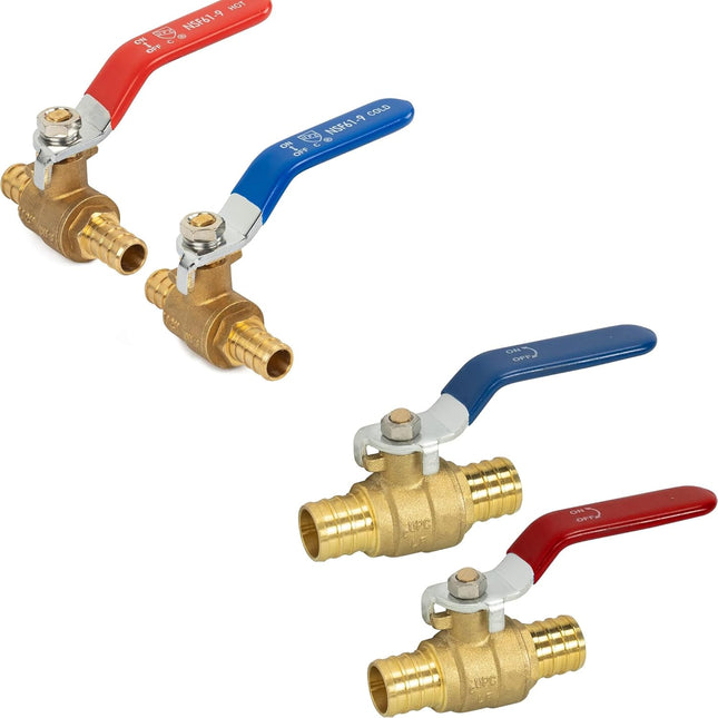 1/2 Inch Pex Full Port Shut Off Ball Valve Plus 3/4 Inch Pex Full Port Shut Off Ball Valve Hot and Cold