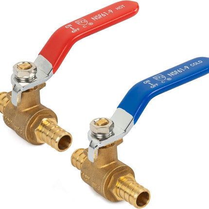 1/2 Inch Pex Full Port Shut Off Ball Valve + 3/4 Inch Pex Full Port Shut Off Ball Valve Hot and Cold