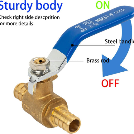 1/2 Inch Pex Full Port Shut Off Ball Valve + 3/4 Inch Pex Full Port Shut Off Ball Valve Hot and Cold