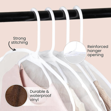 Clear Vinyl Shoulder Covers - Set of 16 Garment Protectors Keep your Suits, Dresses, Blouses, & Dust Free - Protect and Store your Clothing while In and Out of Season