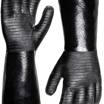 932°F Extreme Heat Resistant Gloves for Grill BBQ, Waterproof Long Sleeve Pit Grill Gloves for Fryer, Baking, Oven,Smoker,Fireproof, Oil Resistant Neoprene Coating（14-Inch ）