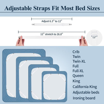 Adjustable Elastic Sheet Straps Fasteners White 4Pcs and 2Pcs