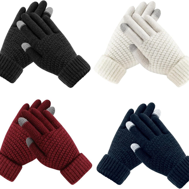 Winter Gloves for Women - Warm Womens Winter Gloves, Touchscreen Knit Glove with Elastic Cuff for Cold Weather
