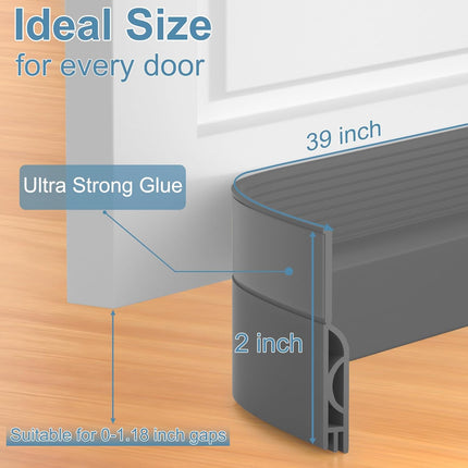 39 Inch Door Draft Stopper 2 Pack Black & Gray