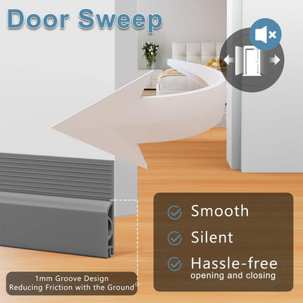 39 Inch Door Draft Stopper 2 Pack White & Gray