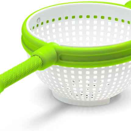 Spina 2-In-1 Easy-To-Use, Collapsible Salad Spinner & Straining Colander for Salad, Fruit, Vegetable, Lettuce - White/Green