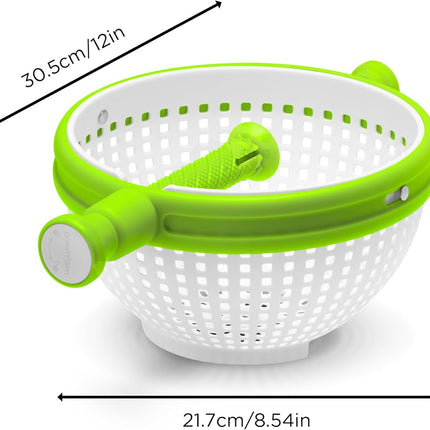 Spina 2-In-1 Easy-To-Use, Collapsible Salad Spinner & Straining Colander for Salad, Fruit, Vegetable, Lettuce - White/Green