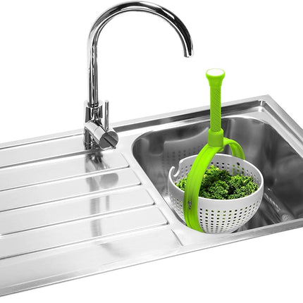 Spina 2-In-1 Easy-To-Use, Collapsible Salad Spinner & Straining Colander for Salad, Fruit, Vegetable, Lettuce - White/Green