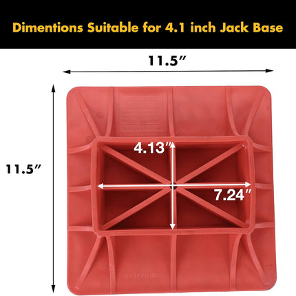 11.5" x 11.5" Off-Road Hi-Lift Jack Base and Stabilizer - Keep Jacks from Sinking with Heavy-Duty Plastic Jack Stand Base for Lifting Jacks and Farm Jacks with 4.1" x 7" Base