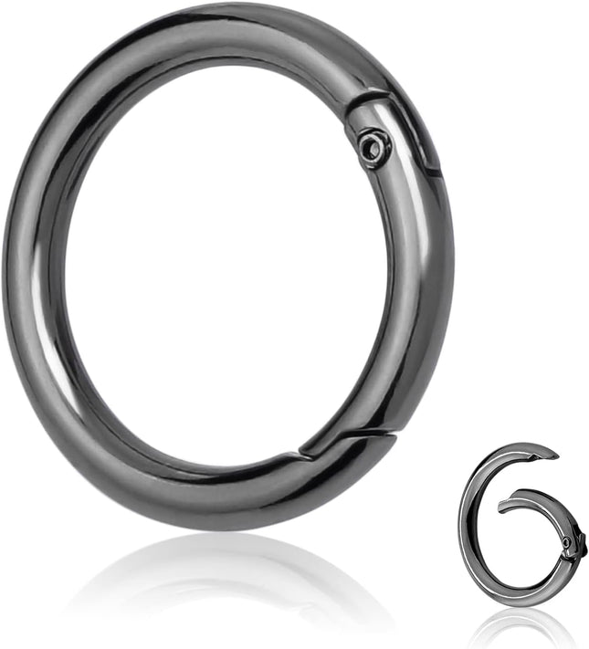 10Pack 1 Inch Metal Spring O Rings Clip Keychain Round Carabiner Clips Keyrings Snap Hook Buckle