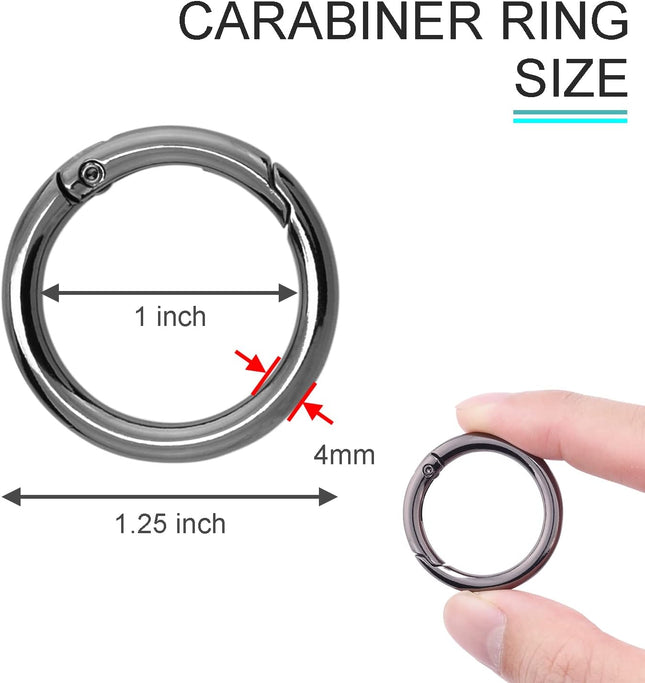 10Pack 1 Inch Metal Spring O Rings Clip Keychain Round Carabiner Clips Keyrings Snap Hook Buckle – product detail