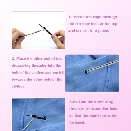 Spring Drawstring Threader,4Pcs Flexible and Elastic Drawstring Threader Tool DIY Rope Threader Clip Hoodie String Replacement Drawstring Puller for Sweatpants,Shorts,Jackets,Coat