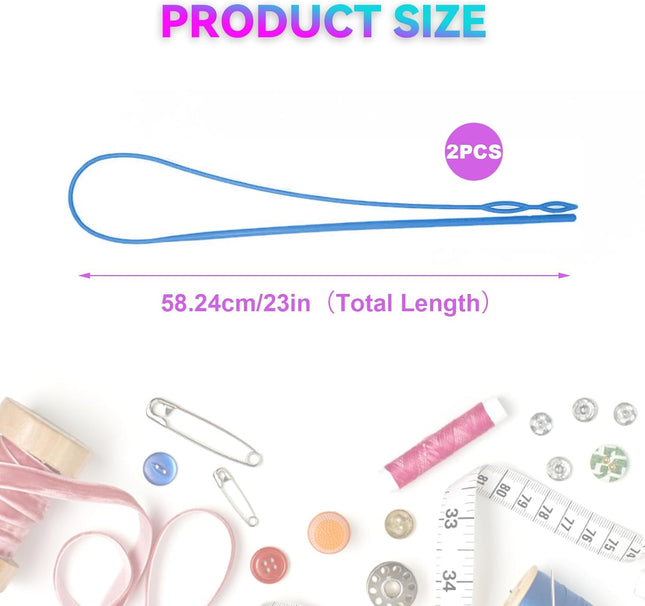 2 Pcs Plastic Flexible Drawstring Threader 58.2cm/23in Hoodie String Threader Drawstring Replacement – product detail