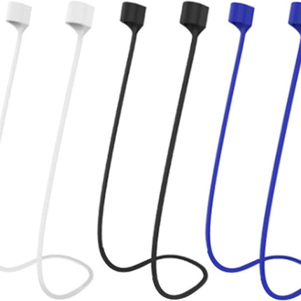 Airpod Strap,Magnetic Anti-Lost Air Pod Neck Strap Lanyard for AirPods 4/3/2/1,AirPod Pro 2/1 Soft Silicone Airpods Accessories Holder Strap for Running,Fitness,Dancing(White/Blue/Black)