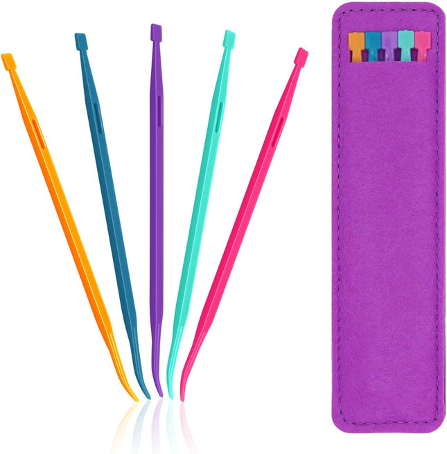Drawstring Threader Tool 5Pcs Purple Thang Sewing Tool with Storage Bag Plastic Sewing Stiletto Tool
