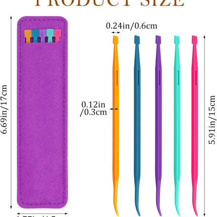 Drawstring Threader Tool,5Pcs Purple Thang Sewing Tool with Storage Bag Plastic Sewing Stiletto Tool Rope Threader Multifunctional Sewing Accessories for Craft Quilting Supplies
