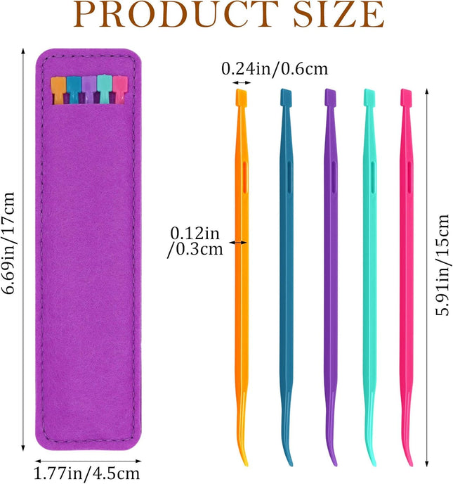 Drawstring Threader Tool 5Pcs Purple Thang Sewing Tool with Storage Bag Plastic Sewing Stiletto Tool – product detail