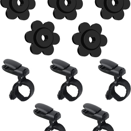 HOOSUN 10 Pack Garden Flags Clips And Stoppers,Tiger Clips For Garden Flag Holder,Rubber Stoppers Yard Flag Holder Clip for Small Flags Pole 4th of July Accessories