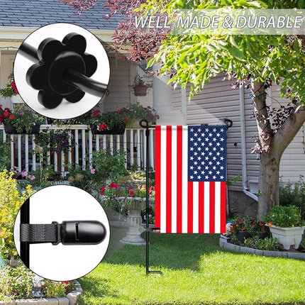 HOOSUN 10 Pack Garden Flags Clips And Stoppers,Tiger Clips For Garden Flag Holder,Rubber Stoppers Yard Flag Holder Clip for Small Flags Pole 4th of July Accessories