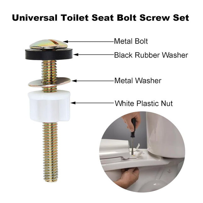 2 PCS Toilet Seat Screws Replacement Kit Heavy Duty Toilet Seat Fastener with Plastic Nut – product detail