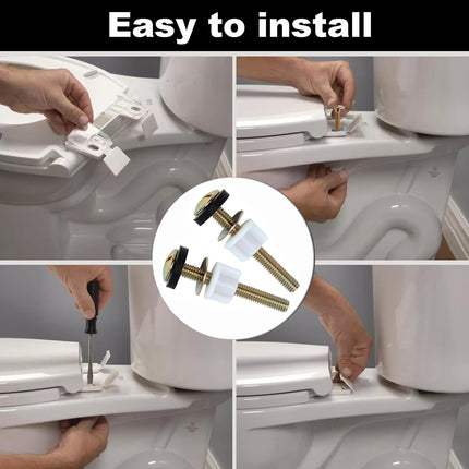 2 PCS Toilet Seat Screws Replacement Kit, Heavy Duty Toilet Seat Fastener with Plastic Nut and Metal and Rubber Washers, Universal Toilet Seat Bolt and Screw Set for Top Mount Toilet Seat Hinge