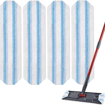 H2prO Mop Pads Replacements Compatible with Flat Mop System, Replace Mop Heads for Mop, Machine Washable Reusable Microfiber Pad Refills for Floor Cleaning (4 Pack)