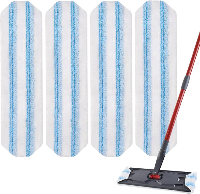 H2prO Mop Pads Replacements Compatible with Flat Mop System Replace Mop Heads for Mop Machine Washable (4