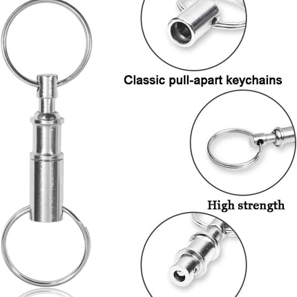 CooBigo 3 Pack Quick Release Detachable Keychain Dual Pull Apart Key Chain Spring Split Snap Separate Double Key Ring Lock Valet Keys Flashlights DIY Crafts Accessories